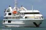 ID 5954 OCEANIC DISCOVERER (2005/1779grt/IMO 9292747, ex-OCEANIC PRINCESS. Renamed CORAL DISCOVERER) - the flagship of Coral Princess Cruises of Cairns, Queensland, Australia berths in Auckland, NZ. The...