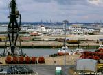 ID 7179 SOUTHAMPTON, ENGLAND - A view looking west toward the western docks. At left is CANUTE, the floating crane. In the centre is Town Quay and the Red Funnel ferry terminal while the western docks stretch...