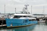 ID 10303 CHIRUNDOS (50m Diamond Class) - a newly launched motor yacht built by Auckland yachtbuilders McMullen and Wing. She is seen here during fit out alongside the ANZ Viaduct Events Centre in Auckland's...
