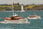 ID 10739 LADY CROSSLEY (1947, nearest camera) - designed and built by Colin Wild. She underwent a loving refurbishment in 2013 by Opua master boat builder Craig McInnes. She is seen here heading home on...