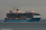 ID 10781 OVATION OF THE SEAS (2016/168666grt/IMO 9697753/348m loa) - the largest ship to ever visit New Zealand, arrived in Auckland from Tauranga at the crack of another grey summer dawn. Too large to berth...