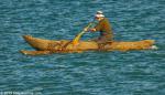 ID 10116 Seen on Auckland's Waitemata Harbour, paddling his own Polynesian outrigger canoe.