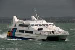ID 9207 SUPERFLYTE (1995) - operated by Fullers Ferries of Auckland, NZ, makes a low speed crossing of the Waitemata Harbour to Devonport in stormy, choppy conditions.