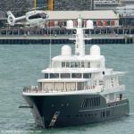 ID 12046 AIR - her helicopter departs for a shoreside base prior to AIR entering the Babcock NZ drydock for scheduled maintenance. Built by Feadship in 2011, the 1893gt, 81m (265’9”) superyacht was...