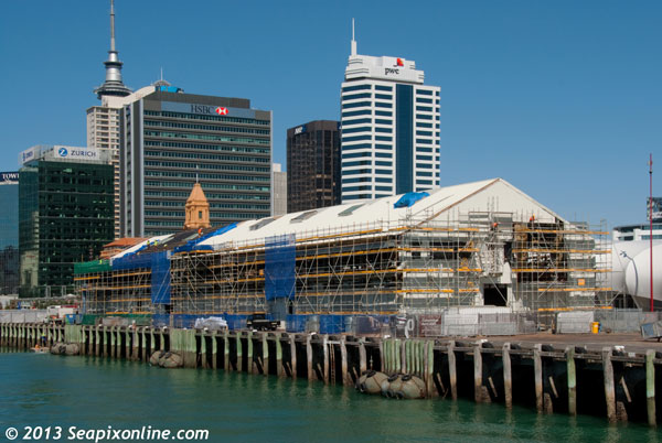 Shed 10, a pre-WWI cargo shed on Queens Wharf, Auckland, NZ, which is currently undergoing an NZ$18.6m redevelopment to become the city's second cruise ship terminal, will almost double the current capacity for handling cruise ship passengers exchanges. It is expected the development will be ready in time for the 2013/14 cruise season. 11 March 2013. Photo by Â© 2013 SeapixOnline.com