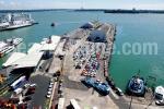 ID 6187 QUEENS WHARF, Port of Auckland, NZ - Used mainly for the discharge and consolidation area for imported motor vehicles, this dilapidated wharf also doubles on busy cruise traffic days as a second...