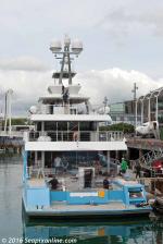 ID 10300 CHIRUNDOS (50m Diamond Class) - a newly launched motor yacht built by Auckland yachtbuilders McMullen and Wing. She is seen here during fit out alongside the ANZ Viaduct Events Centre in Auckland's...