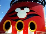 ID 7470 DISNEY WONDER (1999/83308grt/IMO 9126819) -  one of the ships two funnels bearing the Mickey Mouse ears logo.
