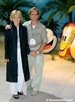 ID 7476 DISNEY WONDER (1999/83308grt/IMO 9126819) - UK television celebrity Anthea Turner and partner (now husband) Grant Bovey pose for photographs as they arrive to board DISNEY WONDER in Southampton,...