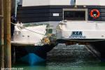 ID 9976 KEA (SEABUS KEA/1988) - damage caused following a collision with Victoria Wharf, Devonport. Up to 20 passengers were injured, unsecured seating being blamed for many of those injuries.
