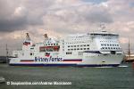 ID 8147 MONT ST. MICHEL (2002/35586grt/5579dwt/IMO 9238337) one of the Brittany Ferries fleet, passing Gosport outbound from Portsmouth, England. She carries up to 800 cars and 2800 passengers between...