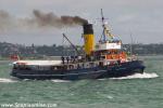 ID 10323 2016 AUCKLAND ANNIVERSARY DAY REGATTA TUG AND TOWBOAT RACE.  The 81 year-old preserved steam tug WILLIAM C. DALDY (1935/348grt/IMO 5390345) takes a while to wind up the speed as she crosses the start...