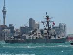 ID 10774 USS SAMPSON (DDG102) an Arleigh-Burke class destroyer, the first US Navy ship to visit New Zealand for over 30 years, sails in to Auckland for a few days R&R after missing the recent Royal New Zealand...