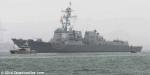 ID 10637 USS SAMPSON (DDG102) an Arleigh-Burke class destroyer, the first US Navy ship to visit New Zealand for over 30 years, slipped out from the Devonport Naval Base in Auckland shrouded in misty rain....