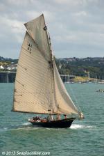 ID 8742 WAITANGI (A6) a 22.56m gaff-cutter built in 1894 by Logan Brothers of Auckland, seen here during racing in the 2013 Auckland Anniversary Day Regatta.
