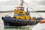 ID 14525 PACIFIC WAY (1960/111grt/IMO 5242952, ex-MOUNT MAUNGANUI, SOUTHERN ALPHA) operated by Heron Construction, arriving in the assembly point for the start of the 2026 Auckland Anniversary Day Regatta tug...